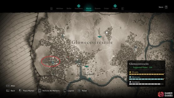 The location of the artifact at the Temple of Ceres Bureau.