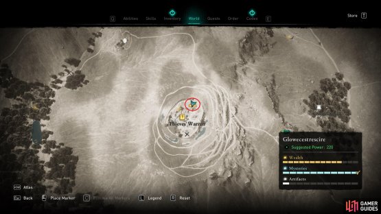 The location of the ingot in the north of Thieves Warren.