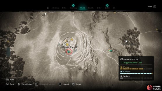 The location of the ingot in the south of Thieves Warren.