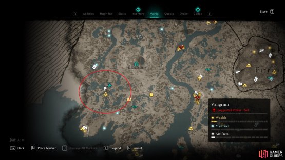 The area where you’ll find Trawll, located in the swamps southwest of the Hodda Shelter.