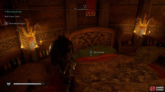 Use your bed to begin the quest and trigger a cutscene.
