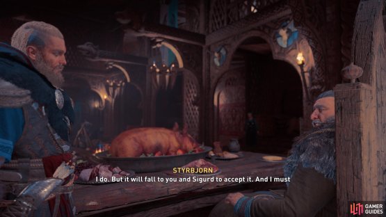Be sure to speak with others before seeing Sigurd in the longhouse.