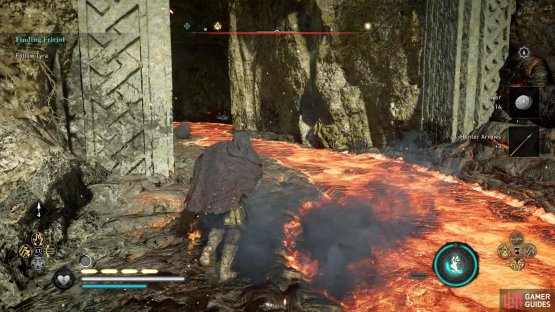 you&rsquo;ll need to use the Power of Muspelheim to traverse into the lava cave.