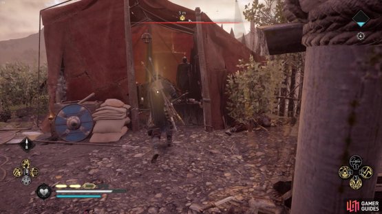 you&rsquo;ll find a chest in one of the red tents in the enemy camp.