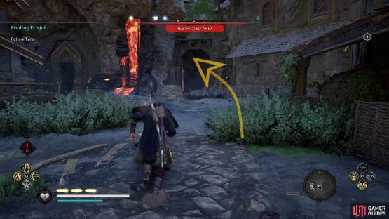 head through this arch to the right of the lava waterfall. 