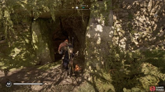 you&rsquo;ll need to use a oil pot to explode the barricade blocking your way into the cave.