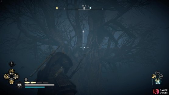 where you&rsquo;ll need to shoot the cursed symbol in the tree.
