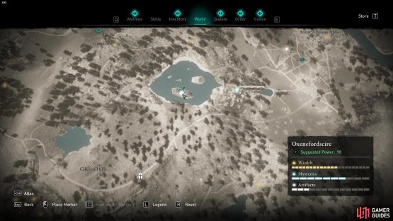 This cursed area is located on an island within a lake southeast of Evinghou Tower