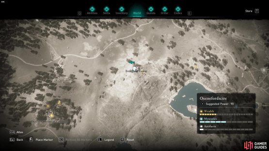 An artifact can be found beneath Evinghou Tower