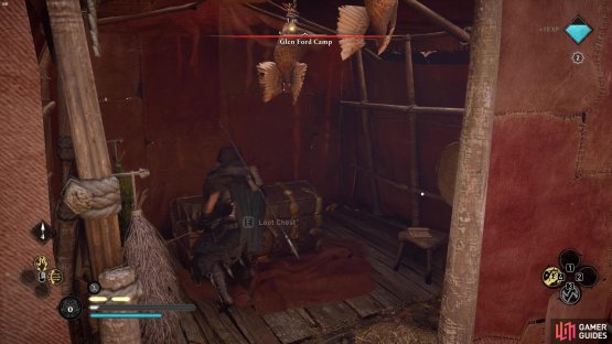 and within a tent, you&rsquo;ll find a Carbon Ingot in a chest. 