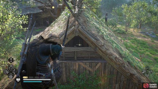 and one can be found within a building with a barred door. Use a bow to shoot the barricade.