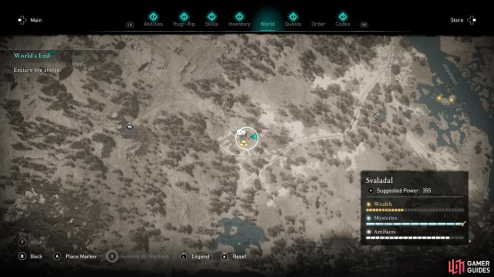 A gemstone can be found east of the Asgardian Gate