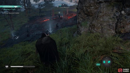 Examine the dead bodies near the lava pit