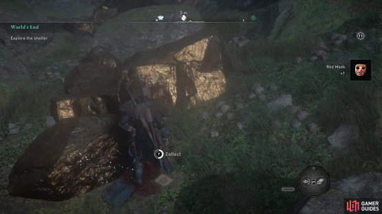 near some gold rocks.