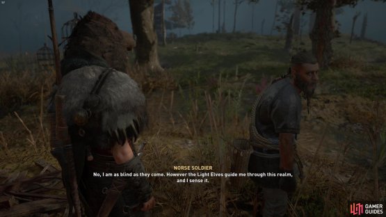 The Norse Man will explain that he is blind