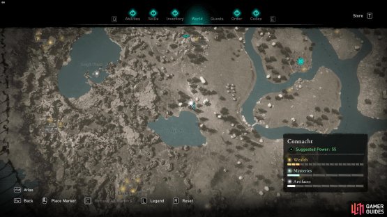 This treasure hoard map is located north of Lough Rea
