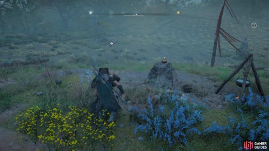 The Seer is found down by the blood stone in the field