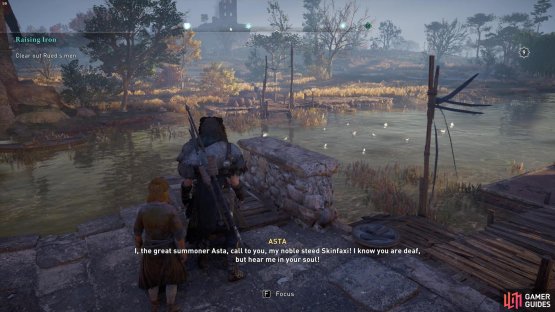 The horse can be spotted just across the river
