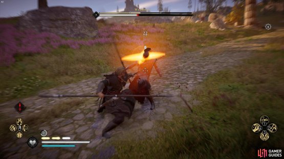 but if you engage in melee combat, he&rsquo;ll use a large spear.