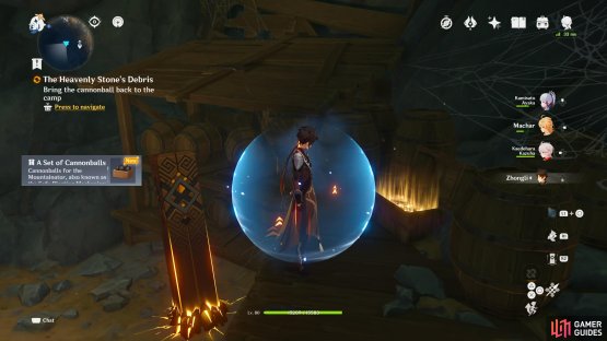 The cannonball can be found up the stairs, near the common chest.