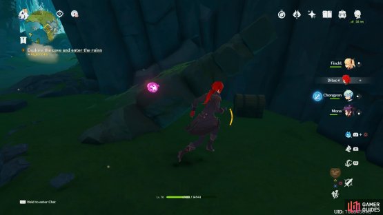 The first chest can be found behind the broken down wall