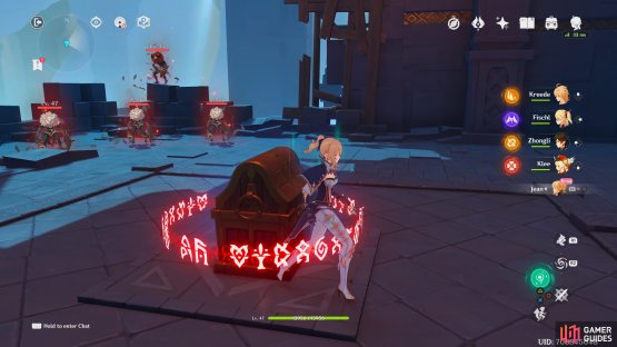 Approach the Chest, which will spawn some enemies and eventually the boss