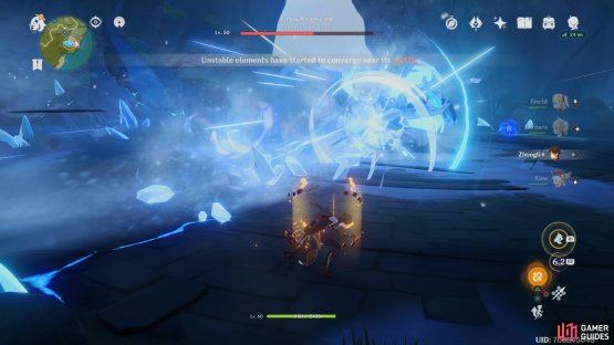 Circular Beam rotates around the entire  outside of the arena, leaving behind Cryo on the floor.