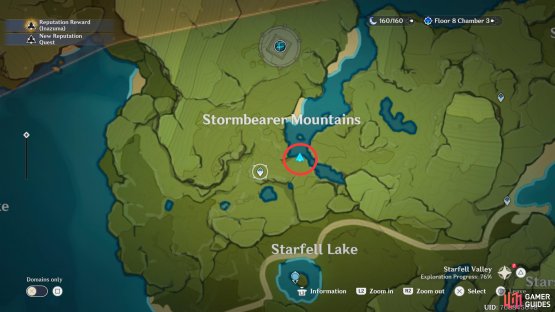 The East Stormbearer Mountains Fishing Point is east of the Stormbearer Mountains Waypoint.