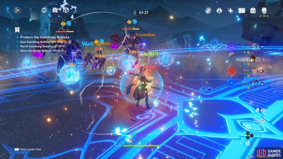 As you can see, the Fatui will keep spawning at portals by the Ballista&rsquo;s, you can see the health of the Ballista by looking in the upper left