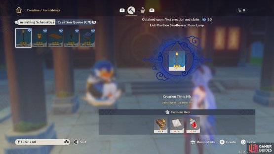 Tubby has the option to create furnishings