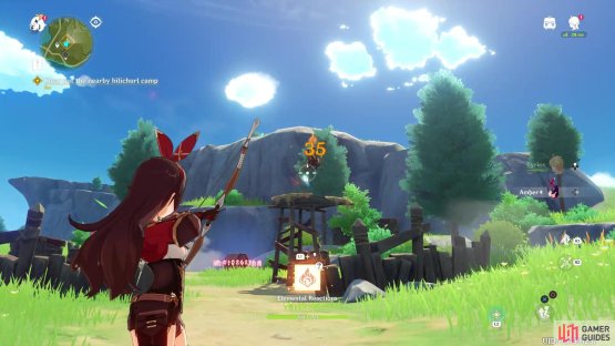 If you charge Amber&rsquo;s bow, you can cause the Pyro Elemental effect.