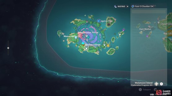 Head to the marked location on the map to find Kokomi&rsquo;s Base. 