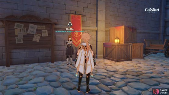 Coordinator Hertha can be found northwest of the Angel&rsquo;s Share tavern