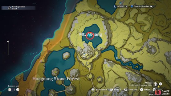 The Mt. Aocang Fishing Point is on the small island, north of the Mt. Aocang waypoint.