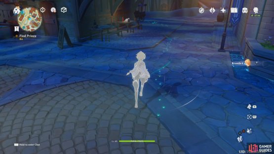 Using Elemental Sight will show you green paw prints that you need to follow