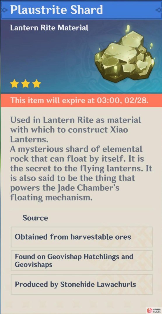 Plaustrite Shards can be found in ore deposits.