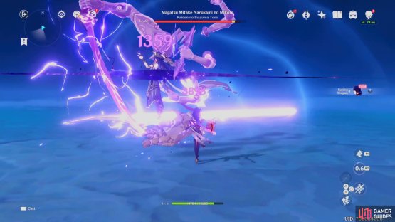 Keep your distance when  the Raiden Shogun positions her sword diagonally.