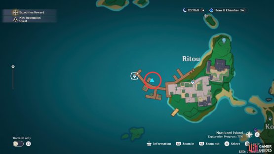 The Ritou Docks Fishing Point is located in the middle of the docks in Ritou.