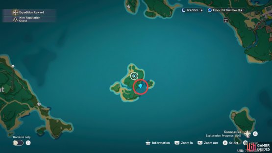 The South Of Amakane Island Fishing Point can be found behind the Violet Court Domain.