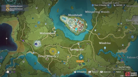 Head to the two orange circles on the map