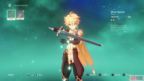 Equip the new sword after defeating the slime.