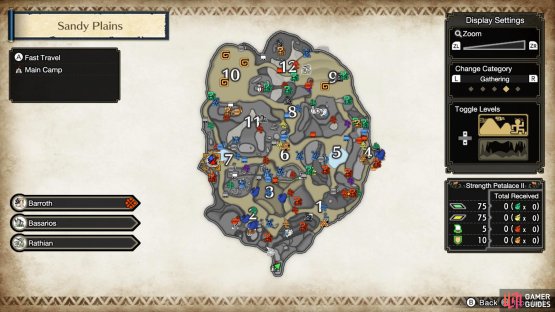 Head to one of the three potential locations to find Barroth roaming around. 