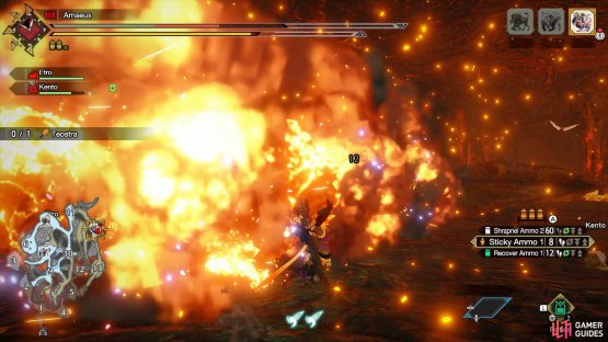 then thrust forward several fire orbs in a line in front of him, which explodes simultaneously.  