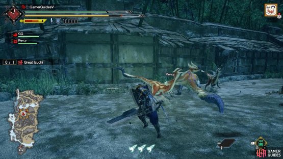 After the first tail spin, the Great Izuchi will be stuck for a while.