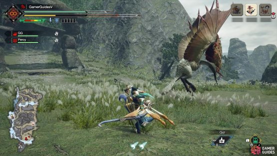 Fighting Aknosom at the Shrine Ruins.