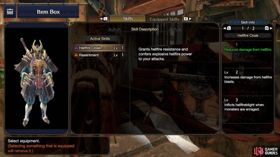 Hellfire Cloak lowers hellfire damage you receive. At Level 3, it gives you hellfireblight.