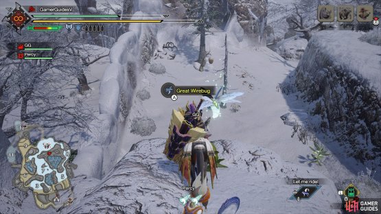 When you use this great wirebug, do a mid-air dodge left (with the B button) near the end of your flight.
