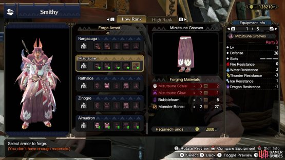 Three pieces of the Mizutsune Armor require Bubblefoam.