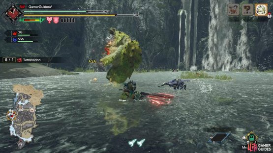 Attacking its bloated stomach can deflate it, causing it to fall over.