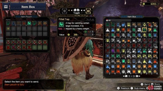 Bring a Pitfall and/or Shock Trap, just in case. Plus Tranq Bombs/Ammo.